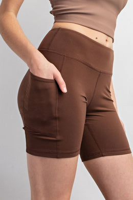 BIKER SHORTS WITH SIDE POCKETS - ESPRESSO