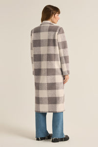 CONWAY BUFFALO PLAID COAT - SLATE GREY