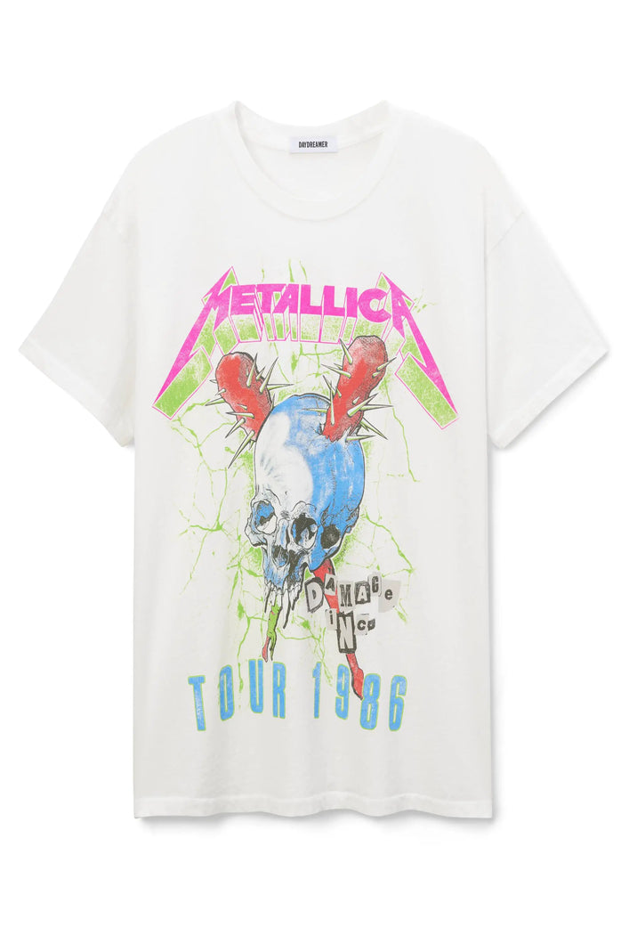 METALLICA DAMAGE INC TOUR 1986 MERCH TEE - VINTAGE WHITE