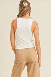 SKYLER DOUBLE LAYERED HIGH NECK TANK TOP -  OFF WHITE