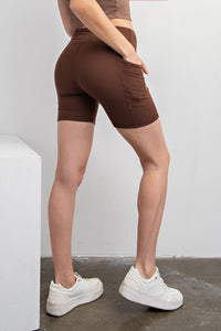 BIKER SHORTS WITH SIDE POCKETS - ESPRESSO