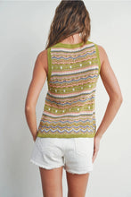 KAMRYN GEO PATTERN KNIT TOP - GREEN MULTI