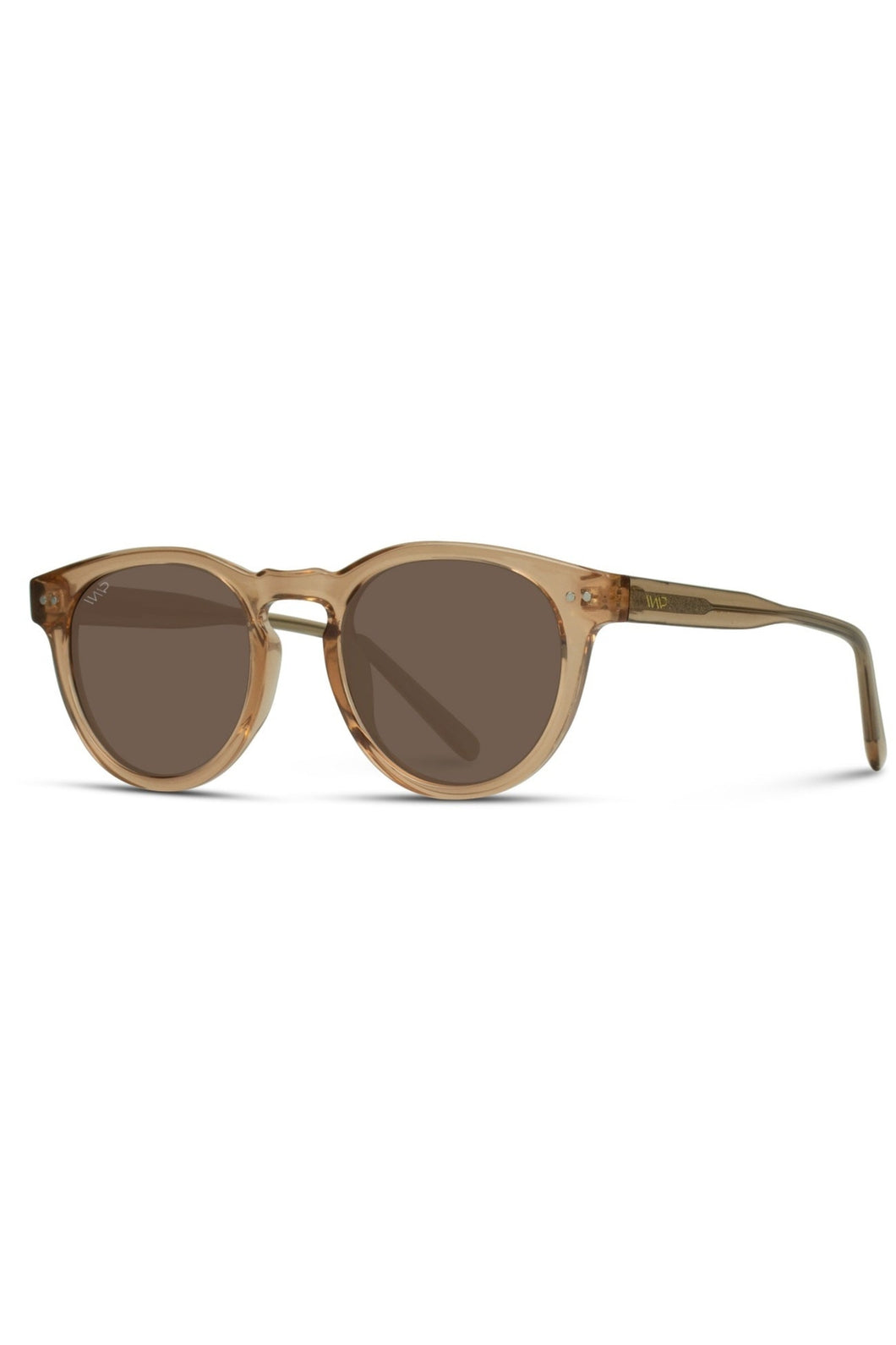 TATE CLASSIC ROUND RETRO ACETATE POLARIZED SUNGLASSES - LIGHT CRYSTAL BROWN / BROWN LENS