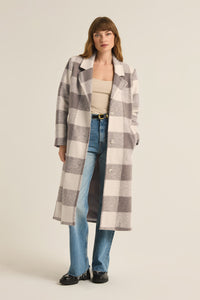 CONWAY BUFFALO PLAID COAT - SLATE GREY