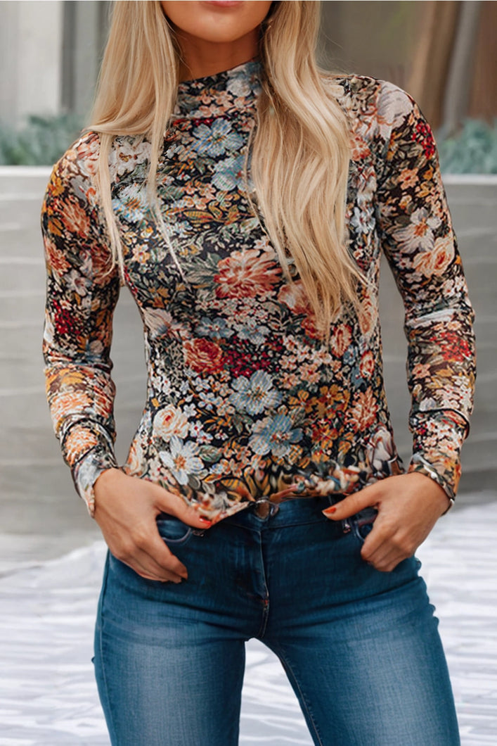 FLORAL MESH BLOUSE