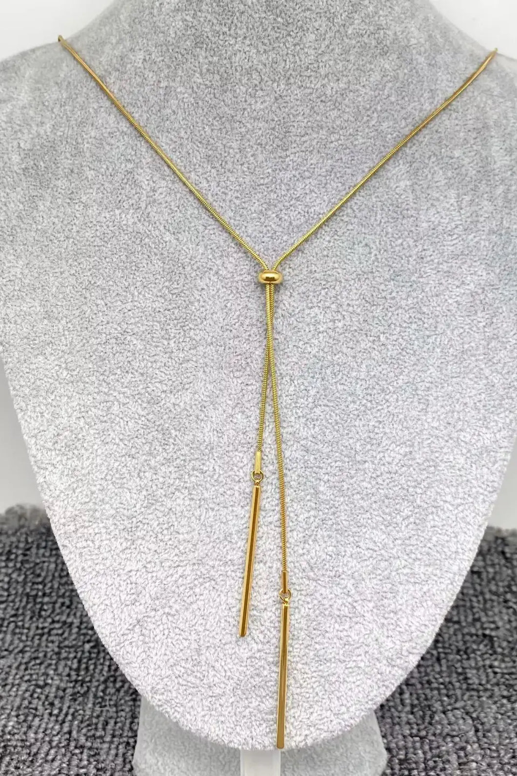 MINIMALIST 18K GOLDEN STAINLESS STEEL LARIAT NECKLACE