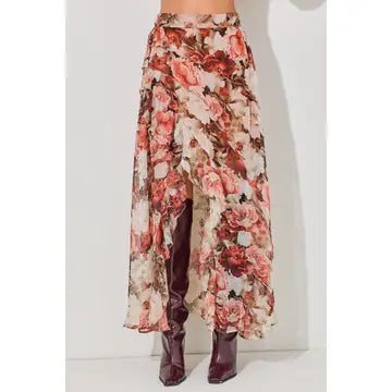 CHIFFON RUFFLE MAXI SKIRT