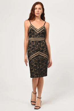 TRIXXI KNIT LACE PENCIL DRESS