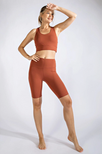 BUTTER YOGA BIKER SHORTS - DK TERRACOTA