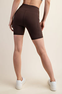 BIKER SHORTS WITH SIDE POCKETS - ESPRESSO