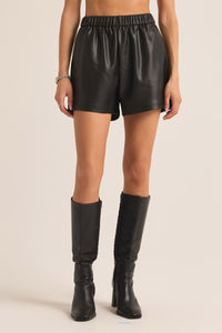 TIA FAUX LEATHER SHORT - BLACK