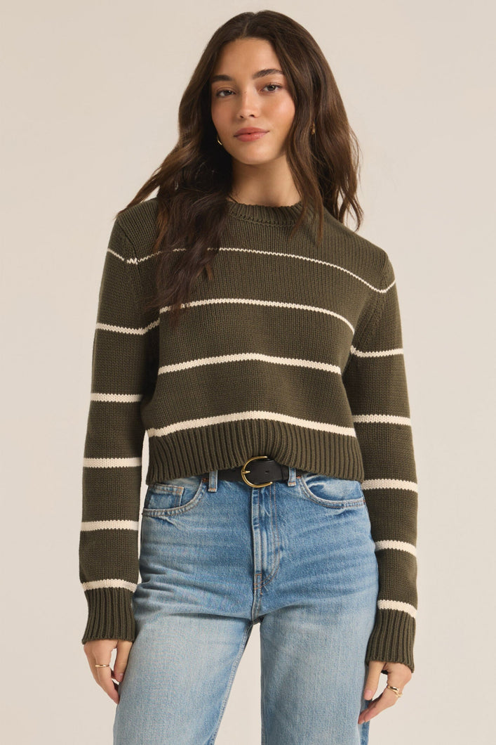 MILAN STRIPE SWEATER - GRAPE LEAF