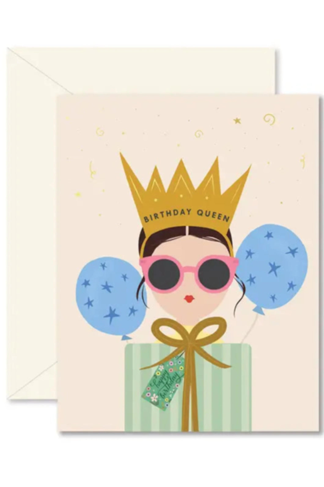 BIRTHDAY QUEEN BRUNETTE GREETING CARD