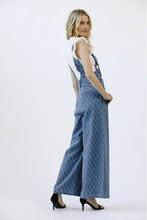 JULIET DIAMOND PRINT DENIM WIDE-LEG JUMPSUIT - DENIM