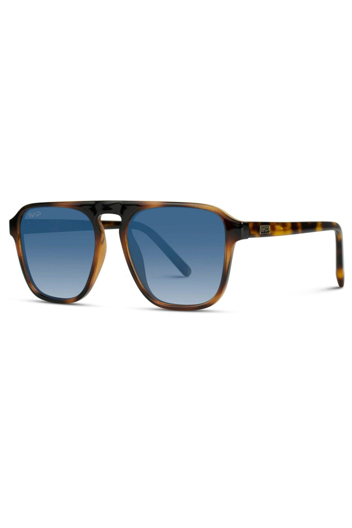 EMERSON MODERN ONE BRIDGE SQUARE MEN RETRO POLARIZED AVIATOR - WHISKEY BROWN / GRADIENT BLUE LENS