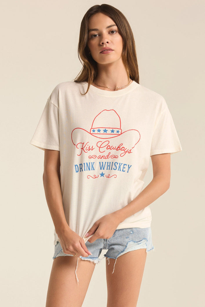 KISS COWBOYS BOYFRIEND TEE - SEA SALT