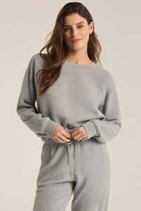 SALDANA REVERSE FLEECE TOP - CLASSIC HEATHER GREY