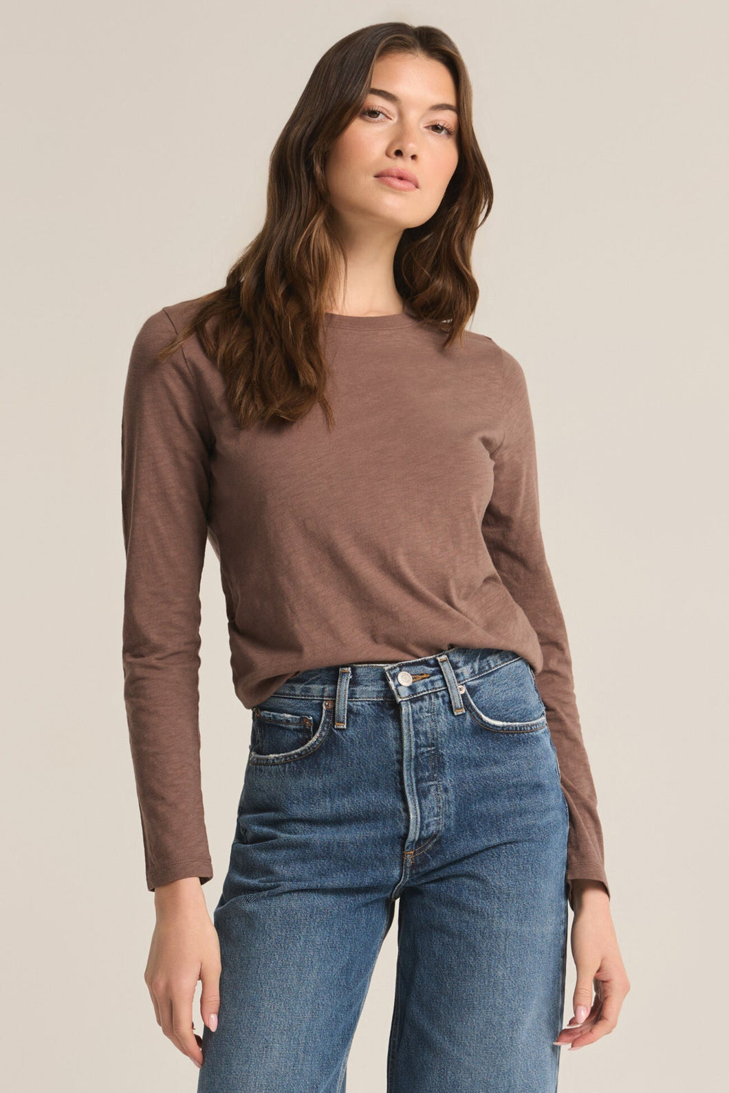 MODERN SLUB LS TEE - DEEP TAUPE