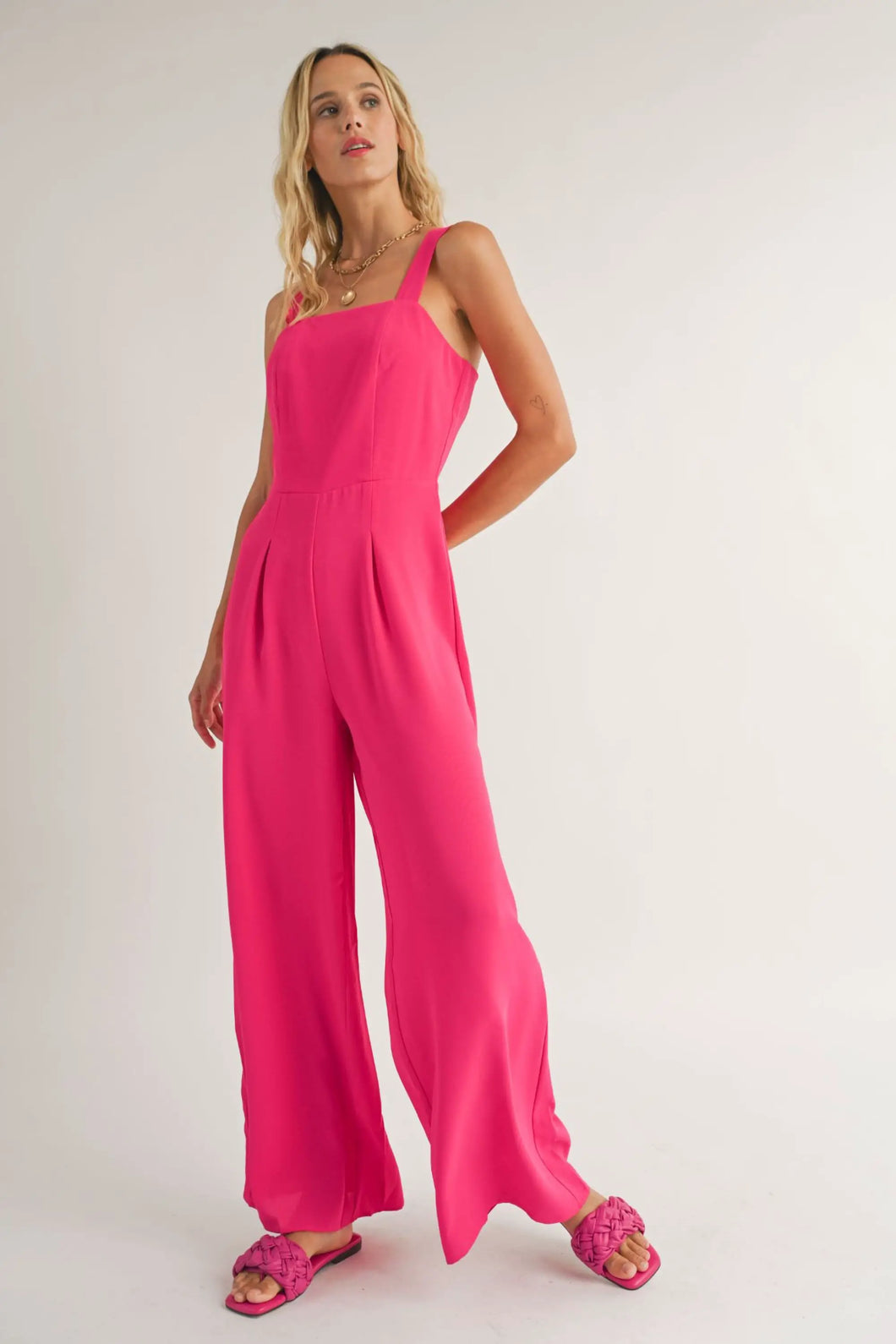 THE CLASSICS SQUARE NECK JUMPSUIT - FUCHSIA