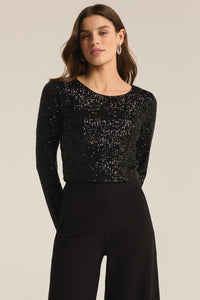 AURORA SEQUIN TOP - BLACK