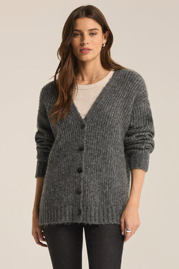 JOSIE COZY CARDIGAN - CHARCOAL HEATHER